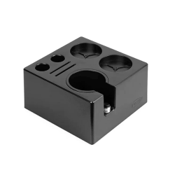 IKAPE Kompakt Tamperstation Svart Inkl. Kaffebehållare 600 g & V3 Kalibrerad Tamper med Fjäder, Spår & Titaniumbeläggning 58 mm