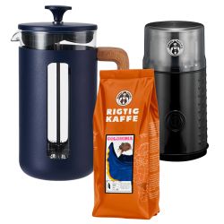 La Cafetière Pisa 8 Koppar Kaffepress Navy Inkl. House of Barista Elektrisk Kaffekvarn & 400g Rigtig Kaffe