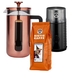 La Cafetière Pisa 8 Koppar Kaffepress Koppar Inkl. House of Barista Elektrisk Kaffekvarn & 400g Rigtig kaffe