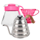 Hario V60 Filterbrygg Set Pink Inkl. Range Server 0,6 L, Dripper 2 Kop., IKAPE Pour Over Kittel med Termometer 1,2 L & Filter