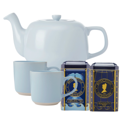 La Cafetière 1,2 L Tebryggare inkl. 2 st koppar 35 cl Himmelblå & Österländska Tehus Pyramidtéer 24 st