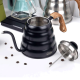 IKAPE Pour Over Kittel med Termometer 1,2 L Svart inkl. Hario V60 Range Server 60 cl, V60-02 Glasdripper Svart 2 Koppar & Filter