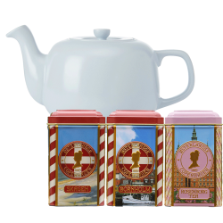 La Cafetière 0,6 L Tebryggare Himmelblå inkl. Østerlandsk Thehus Pyramidtepåsar 36 st