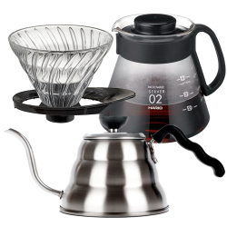 Hario Filterbryggset inkl. V60 Kettle Buono 100 1 L, V60 Dripper 2 koppar & V60 Server