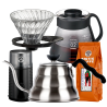 Hario filterbryggningsset inkl. V60 Kettle Buono 100, V60 Dripper 2 Koppar, V60 Server, Kaffekvarn & 400 g Rigtig Kaffe