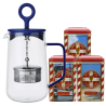 La Cafetière Gyro Spinfuser 1,25 L Tebryggare Blå/Glas Inkl. Østerlandsk Thehus Pyramidtepåsar 3 x 12 st