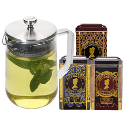 La Cafetière 4 Koppar Tebryggare Stål/Glas Inkl. Østerlandsk Thehus Pyramidtebrev 36 st