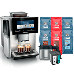 Siemens TQ905RZ3 EQ900 Plus Espressomaskin Inkl. AutoCalc’n Clean, Termokanna & 6kg Rigtig Kaffe Hela kaffebönor