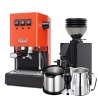 Gaggia Classic E24 Lobster Red Espressomaskin Inkl. Eureka Mignon Zero 55s & Baristautrustning