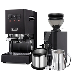 Gaggia Classic E24 Svart Espressomaskin Inkl. Eureka Mignon Zero 55s & Baristautrustning