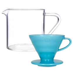 Hario V60-02 Keramik Dripper Ljusblå 2 kopp Inkl. Loveramics Brewers Glaskanna 500 ml