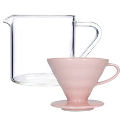Hario V60-02 Keramik Dripper Pink 2 kopp Inkl. Loveramics Brewers Glaskanna 500 ml