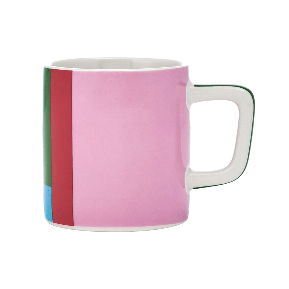 La Cafeti&egrave;re Keramisk Espressokopp R&ouml;d & Ljusrosa Utopian Lines 12 cl 1 st