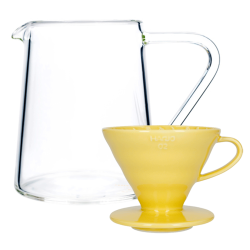 Hario V60-02 Keramik Dripper Gul 2 Kop. Inkl. Loveramics Brewers Glaskanna Tall 500 ml