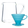 Hario V60-02 Keramik Dripper Ljusblå 2 Kop. Inkl. Loveramics Brewers Glaskanna Tall 500 ml