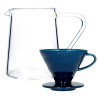 Hario V60-02 Keramik Dripper Mörkblå 2 Kop. Inkl. Loveramics Brewers Glaskanna Tall 500 ml