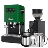 Gaggia Classic E24 Jungle Green Espressomaskin Inkl. Eureka Mignon Zero 55s & Baristautrustning