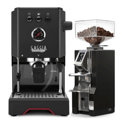 Gaggia Classic UP Svart Espressomaskin Inkl. Eureka Mignon Libra 55 Chrome/Mattsvart Espressokvarn
