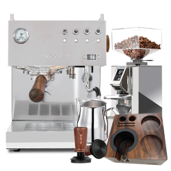 Ascaso Steel Duo PID Polerat Stål Espressomaskin Inkl. Eureka Mignon Libra 55 Krom Espressokvarn & Baristautrustning