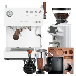 Ascaso Steel Duo Plus White Espressomaskin Inkl. Mahlkönig E64 WS Espressokvarn Vit & Baristautrustning