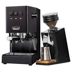 Gaggia Classic E24 Svart Espressomaskin Inkl. Eureka Mignon Zero 65 Speedy Mattsvart Espressokvarn