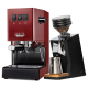 Gaggia Classic E24 Röd Espressomaskin Inkl. Eureka Mignon Zero 65 Speedy Mattsvart Espressokvarn