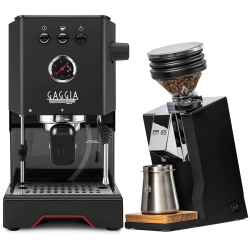 Gaggia Classic UP Svart Espressomaskin Inkl. Eureka Mignon Zero 65 Speedy Mattsvart Espressokvarn