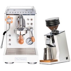 La Pavoni Mini Cellini Vit LPSMCW01EU Espressomaskin Inkl. Eureka Mignon Zero 65 Speedy Vit Espressokvarn