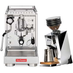 La Pavoni Mini Cellini LPSMCS01EU Espressomaskin Inkl. Eureka Mignon Zero 65 Speedy Krom Espressokvarn