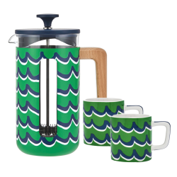 La Cafetière Pisa 8 Kop Presskanna Cyan Tides Inkl. Keramisk Espressokopp Cyan Tides 12 cl 2 st