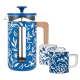 La Cafetière Pisa 8 Kop Presskanna Blu Fiorato Inkl. Keramisk Espressokopp 12 cl 2 st.