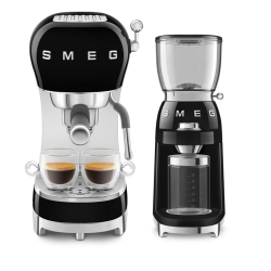 Smeg ECF02BLEU Espressomaskin Svart Inkl. Smeg CGF11BLEU Kaffekvarn Svart