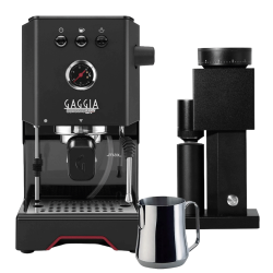 Gaggia Classic UP Espressomaskin i Stål inkl. Timemore Bricks Kvarn 01S & Mjölkkanna 0,35 L