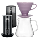 Filterbryggset inkl. Timemore Server 600ml, Hario V60-02 Dripper Lila, House of Barista Elektrisk Mjölkskummare & Kaffekvarn