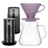 Filterbryggset inkl. Timemore Server 600ml, Hario V60-02 Dripper Lila, House of Barista Elektrisk Mjölkskummare & Kaffekvarn