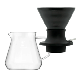 Filterbryggset Inkl. Timemore Server 600ml & Hario V60 Immersion Switch Dripper Keramik 2 koppar Svart & 100 st. Filter