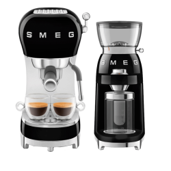 Smeg ECF02BLEU Espressomaskin Svart Inkl. Smeg CGF11BLEU Kaffekvarn Svart