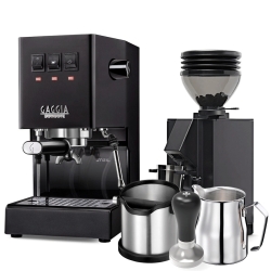 Gaggia Classic E24 Svart Espressomaskin Inkl. Eureka Mignon Zero 55s & Baristautrustning