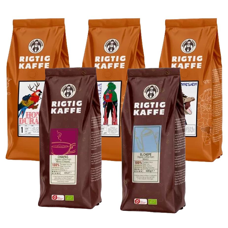 Rigtig Kaffe Mixpaket 2 kg Hela kaffeb&ouml;nor