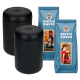 Fellow Atmos Vakuum Kaffebehållare Svart 1,2 L 2 st Inkl. 2x500g Rigtig Kaffe Espresso & Espresso Latte