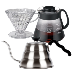 Hario Filterbryggset inkl. V60 Kettle Buono 100 1 L, V60 Dripper 2 koppar & V60 Server