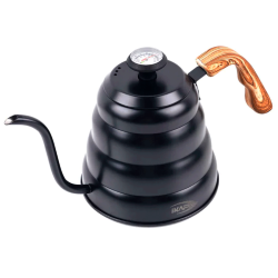 IKAPE Pour Over Kittel med Termometer 1,2 L Svart inkl. Dripper, Server, Kaffekvarn & Mjölkskummare