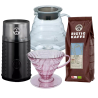 Hario Filterbryggningsset Inkl. V60 Dripper Sakura Pink, Server 0,6 L, Kaffekvarn & 400 g Rigtig Kaffe