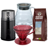 Hario Filterbryggningsset Inkl. V60 Dripper Momiji R&ouml;d, Server 0,6 L, Kaffekvarn & 400 g Rigtig Kaffe