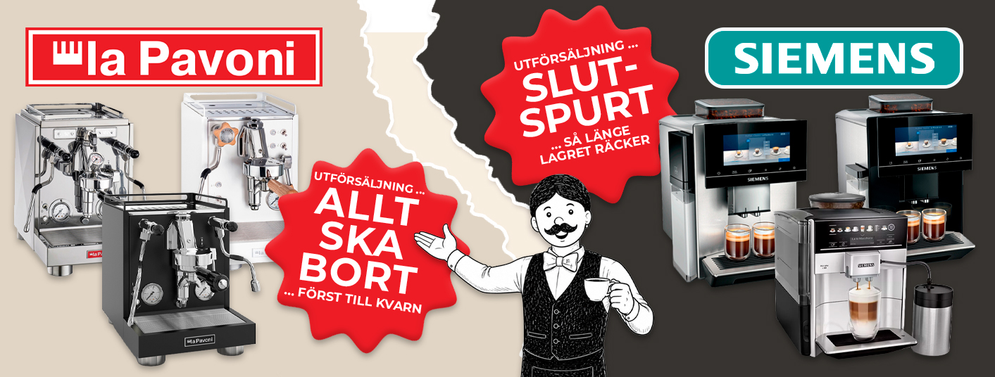 Allt ska bort! Stora besparingar p&aring; Siemens & La Pavoni! Se erbjudandena h&auml;r.
